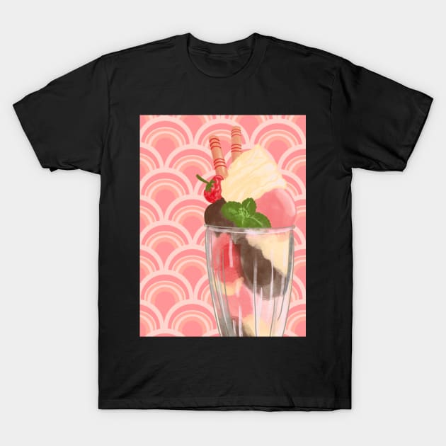 Knickerbocker Glory Retro Vintage Ice cream Sundae T-Shirt by NattyDesigns